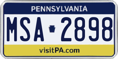 PA license plate MSA2898