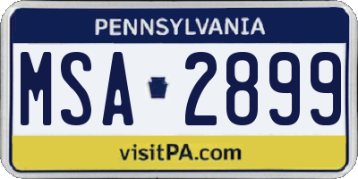 PA license plate MSA2899