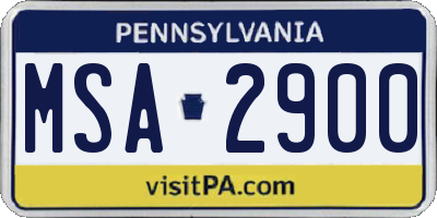 PA license plate MSA2900