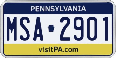 PA license plate MSA2901