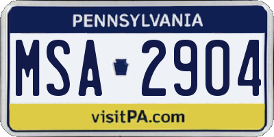 PA license plate MSA2904