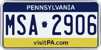 PA license plate MSA2906