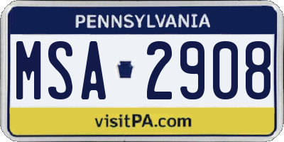 PA license plate MSA2908