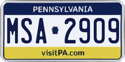 PA license plate MSA2909