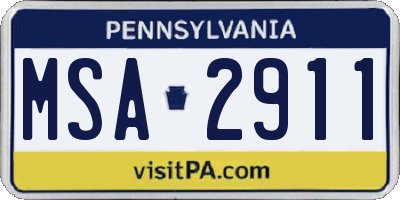 PA license plate MSA2911