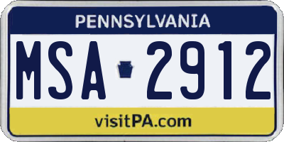 PA license plate MSA2912