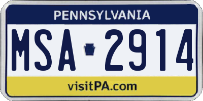 PA license plate MSA2914
