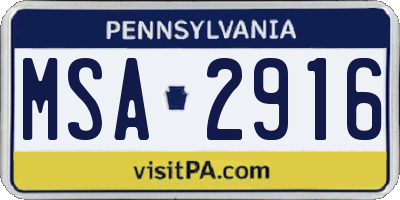 PA license plate MSA2916