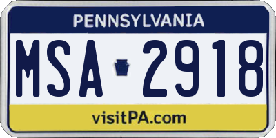 PA license plate MSA2918