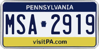 PA license plate MSA2919