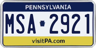 PA license plate MSA2921