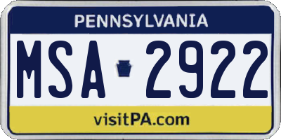 PA license plate MSA2922