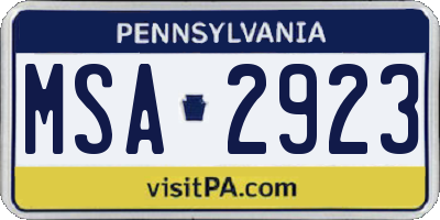 PA license plate MSA2923