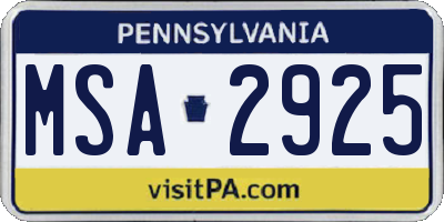 PA license plate MSA2925