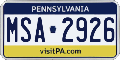 PA license plate MSA2926