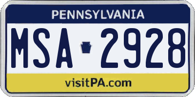 PA license plate MSA2928
