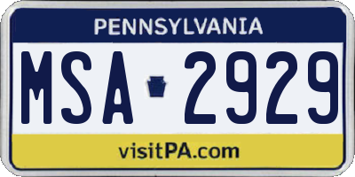 PA license plate MSA2929