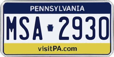 PA license plate MSA2930