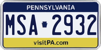 PA license plate MSA2932