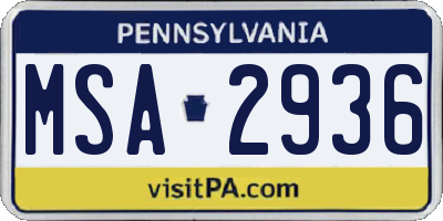PA license plate MSA2936