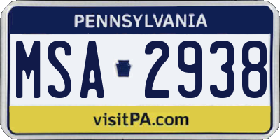 PA license plate MSA2938