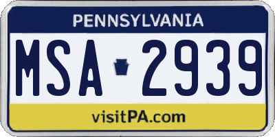 PA license plate MSA2939