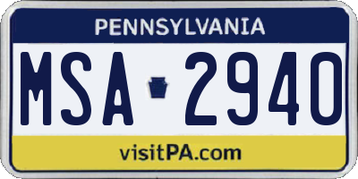 PA license plate MSA2940