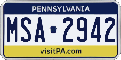 PA license plate MSA2942