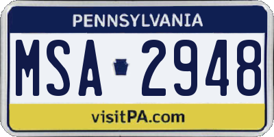 PA license plate MSA2948