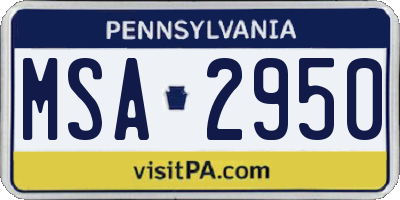 PA license plate MSA2950