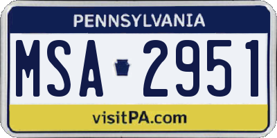 PA license plate MSA2951