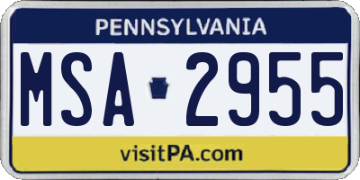 PA license plate MSA2955