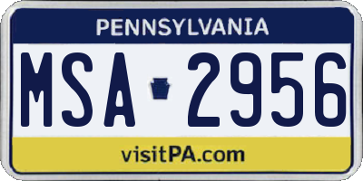 PA license plate MSA2956