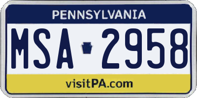 PA license plate MSA2958