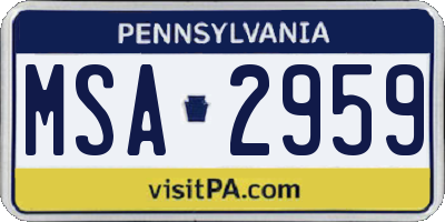 PA license plate MSA2959
