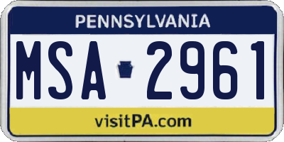 PA license plate MSA2961