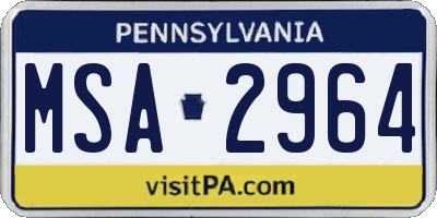 PA license plate MSA2964