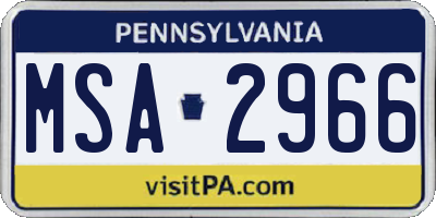 PA license plate MSA2966
