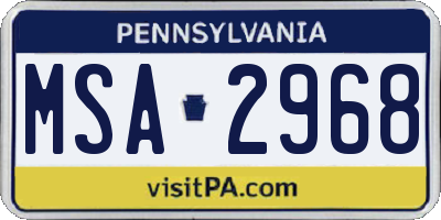 PA license plate MSA2968