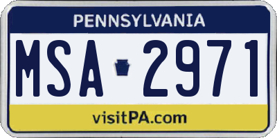 PA license plate MSA2971