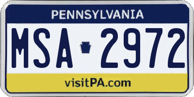 PA license plate MSA2972