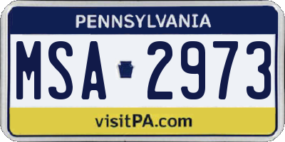 PA license plate MSA2973