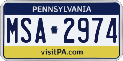 PA license plate MSA2974