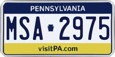 PA license plate MSA2975