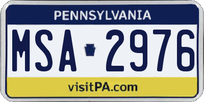 PA license plate MSA2976