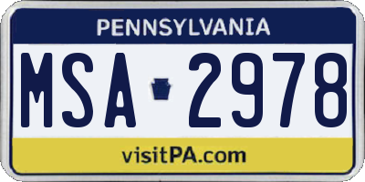 PA license plate MSA2978
