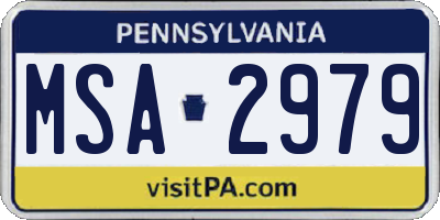 PA license plate MSA2979