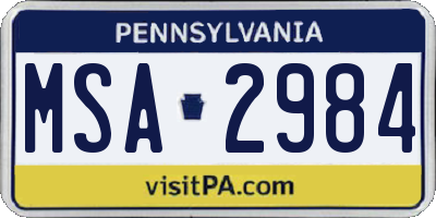 PA license plate MSA2984