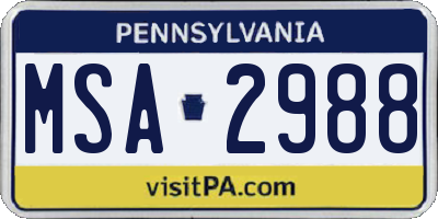 PA license plate MSA2988