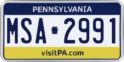 PA license plate MSA2991